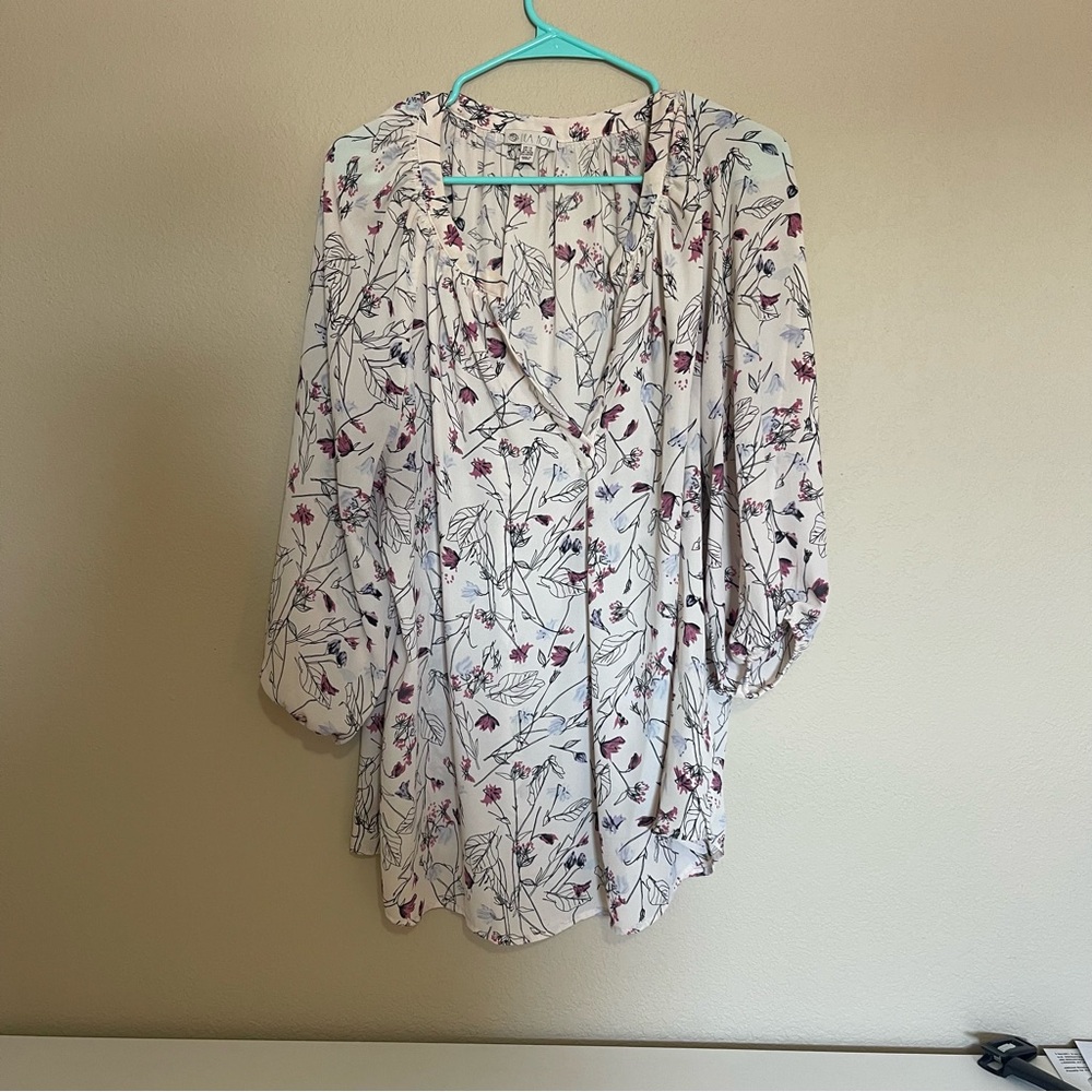 Lila Rose Cream and Pink Floral Blouse